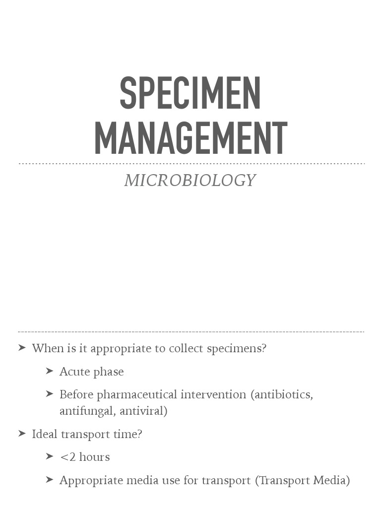 Specimen Management PDF Staining Carbon Dioxide