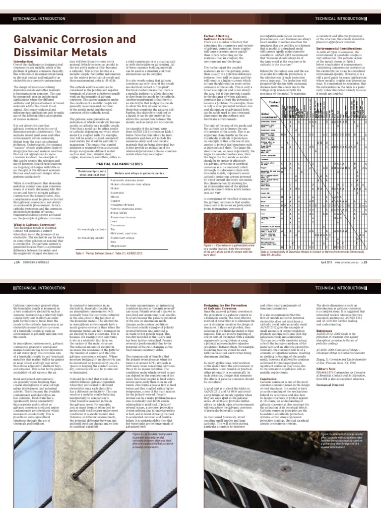 CM April 2013 Galvanic Corrosion Dissimilar Metals Technical Intro
