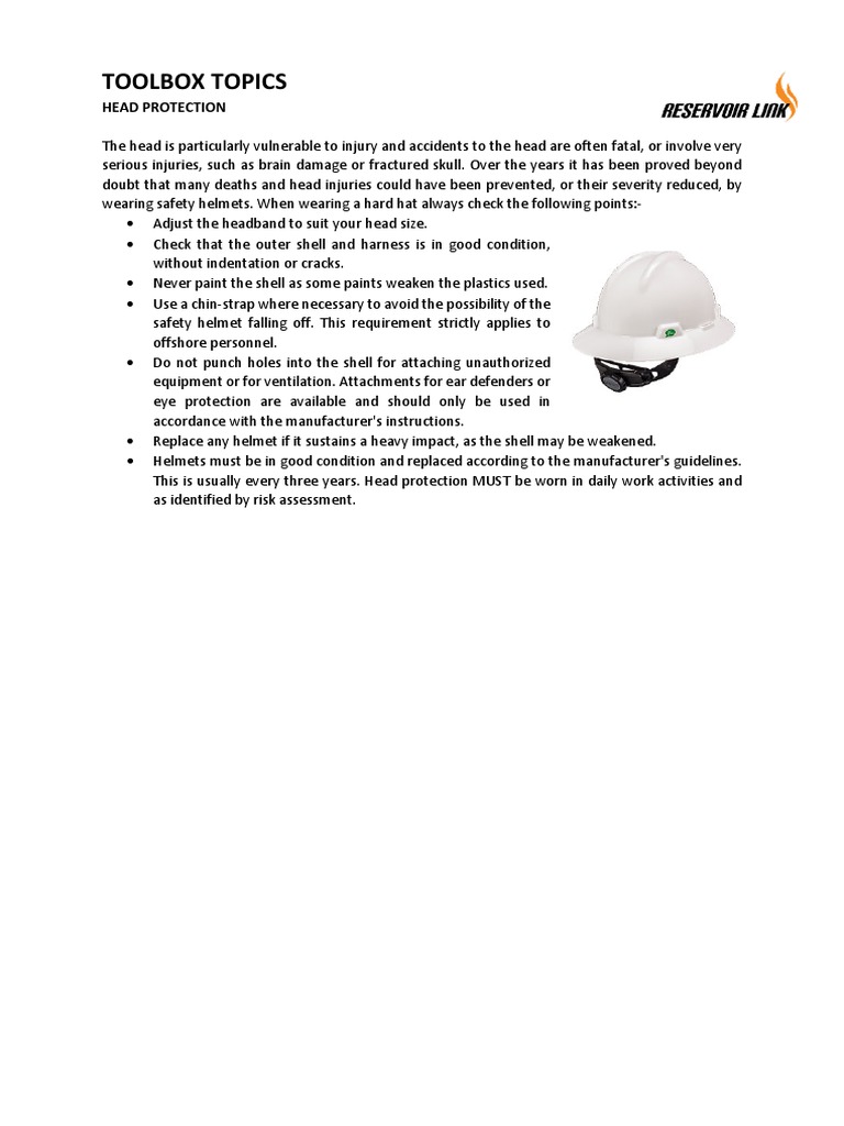 Toolbox Topics Head Protection PDF