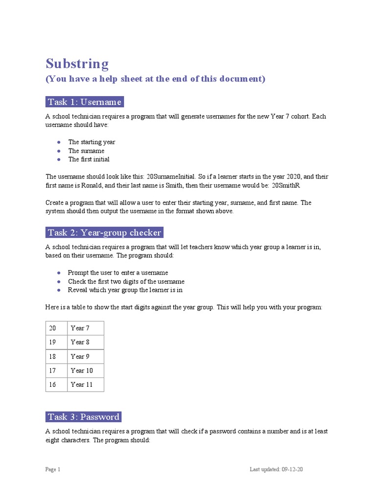 String Manipulation Worksheet 2.1 | PDF | Password | String (Computer ...