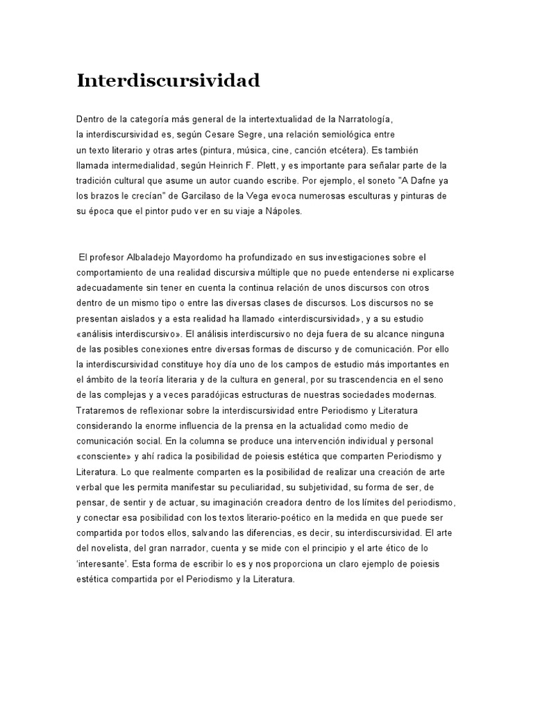 Significado y ejemplos de interdiscursividad | PDF | Clásicos
