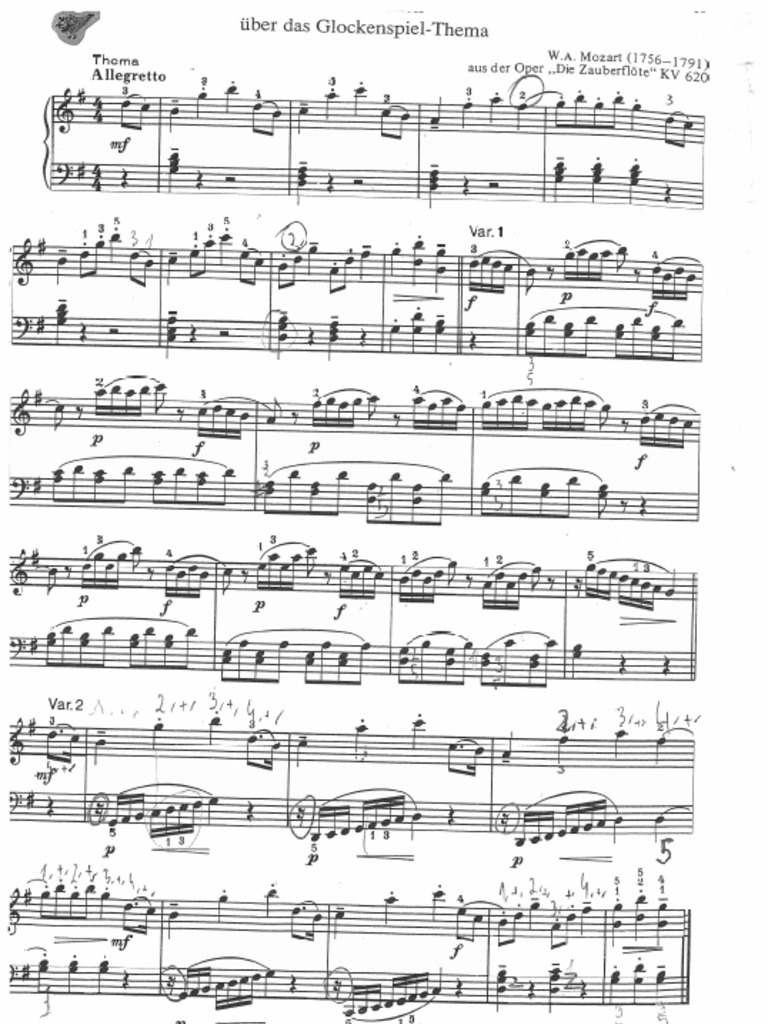 Mozart Zauberflöte GlockenspielThema High PDF
