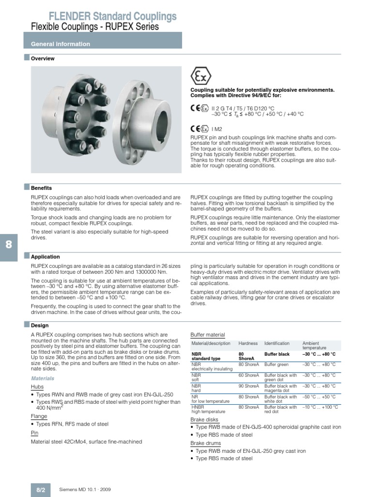 FLENDER Standard Couplings Flexible Couplings RUPEX Series PDF