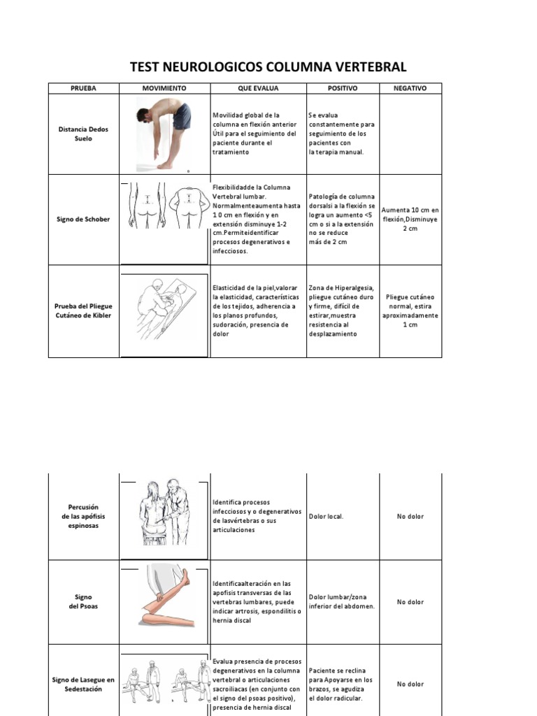 Evaluación de Lumbalgia y Pruebas Lumbar | PDF | La columna vertebral ...