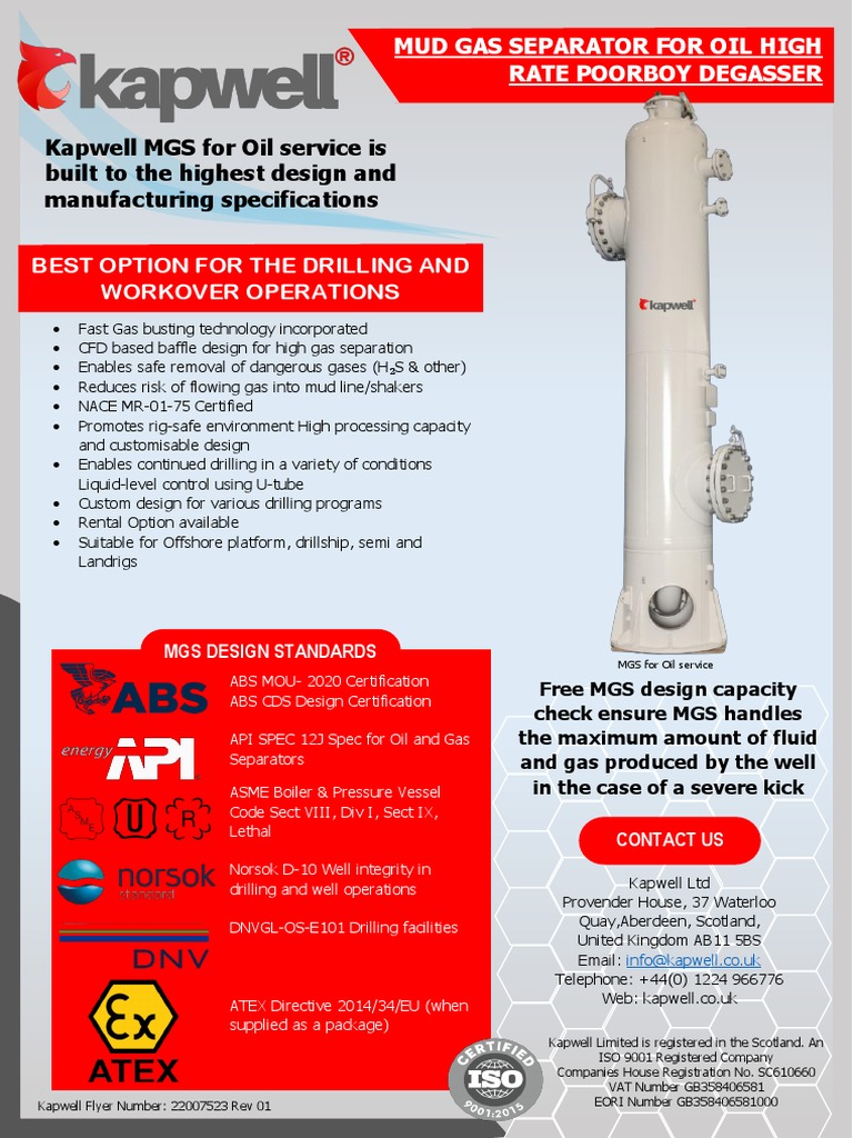 MUD Gas Separator for Oil Drilling Operations | PDF | Oil Well ...