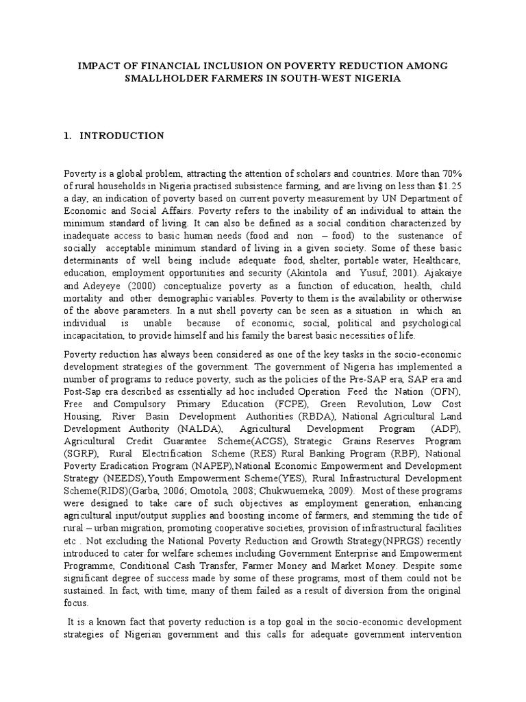 Financial Inclusion's Role in Poverty Reduction | PDF | Poverty ...