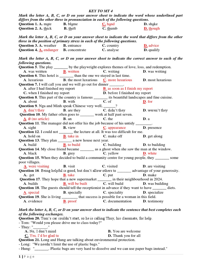 English Language Practice Test | PDF | Language Arts & Discipline