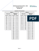 Gabarito UNEB Segundo Dia Pos Recursos