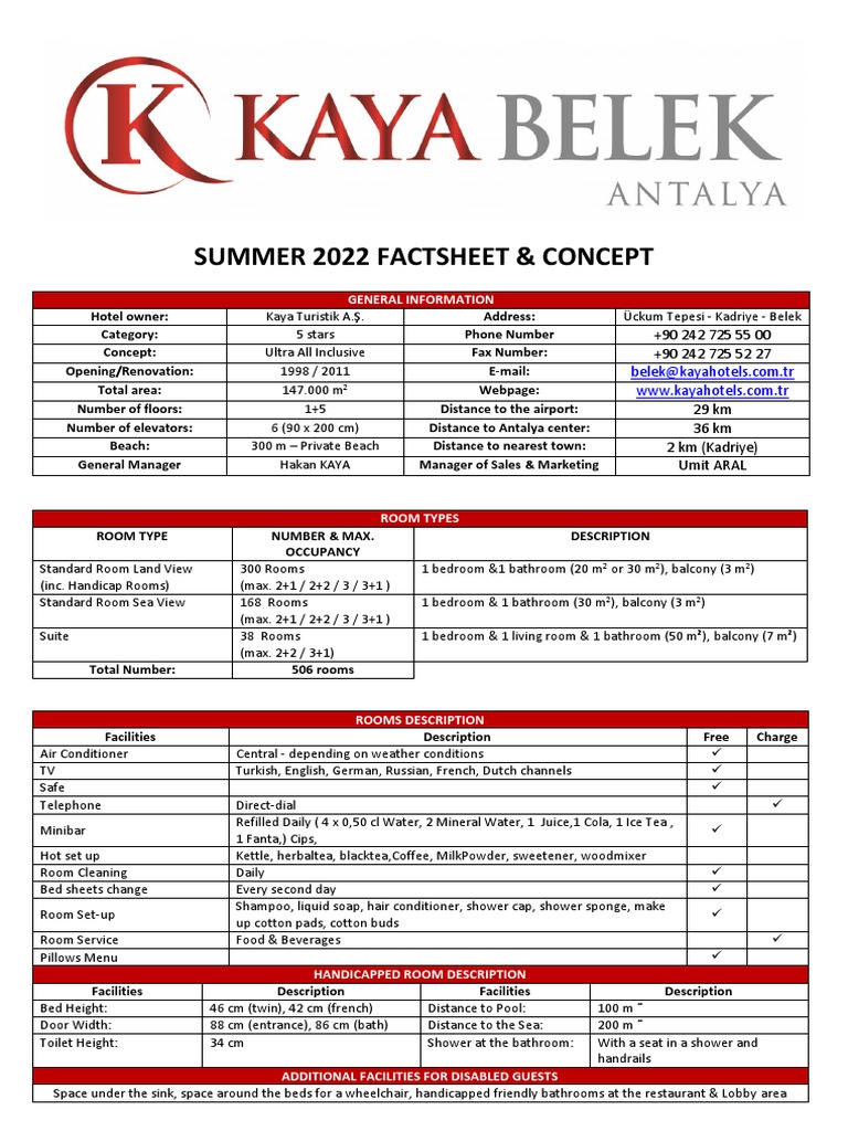 Kaya Belek Hotel Overview 2022 | PDF | Restaurants | Bathroom