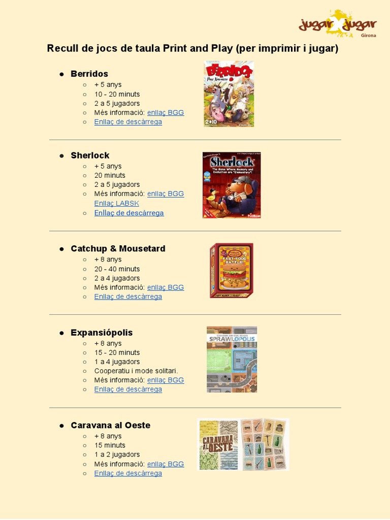 Jocs Print and Play PDF