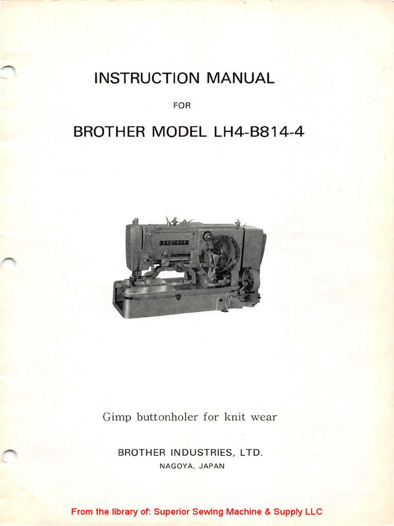 Brother LH4B8144 Instruction Manual PDF Sewing Machine Sewing