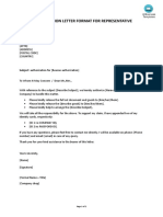 Authorization Letter Format For Representative