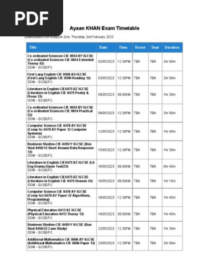 Exam Timetable