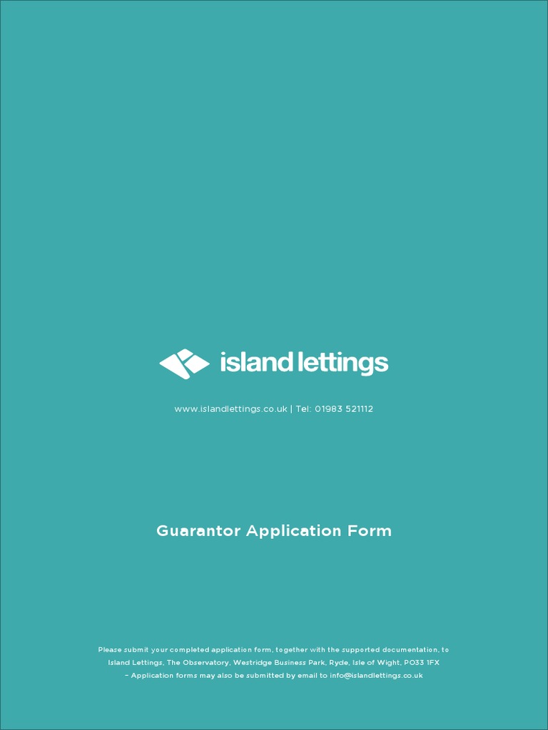 Guarantor Details Form PDF Credit History Pension