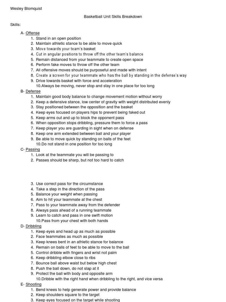 Basketball Lesson PlansPassing Dribbling Shooting PDF