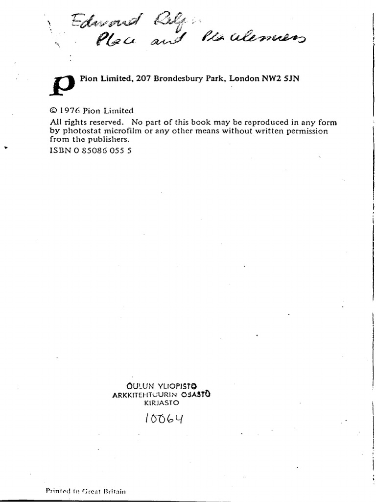 RELPH, Edward. Place and Placelessness. PDF