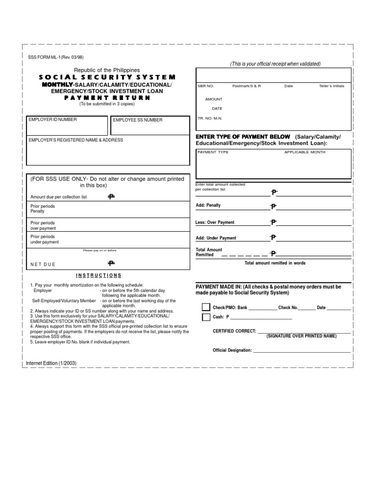 Sss loan payment form
