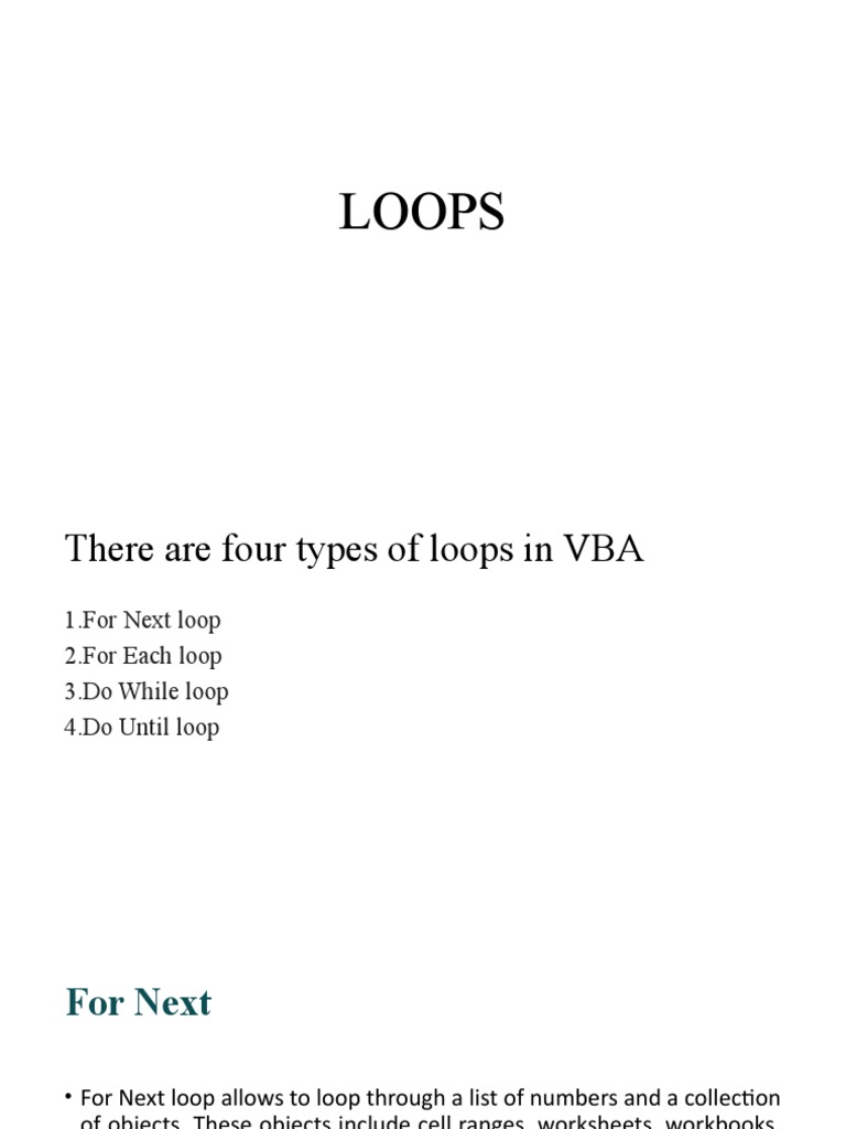 LOOPS | PDF | Control Flow | Microsoft Excel