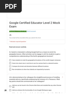 Google Certified Educator Level 2 Mock Exam