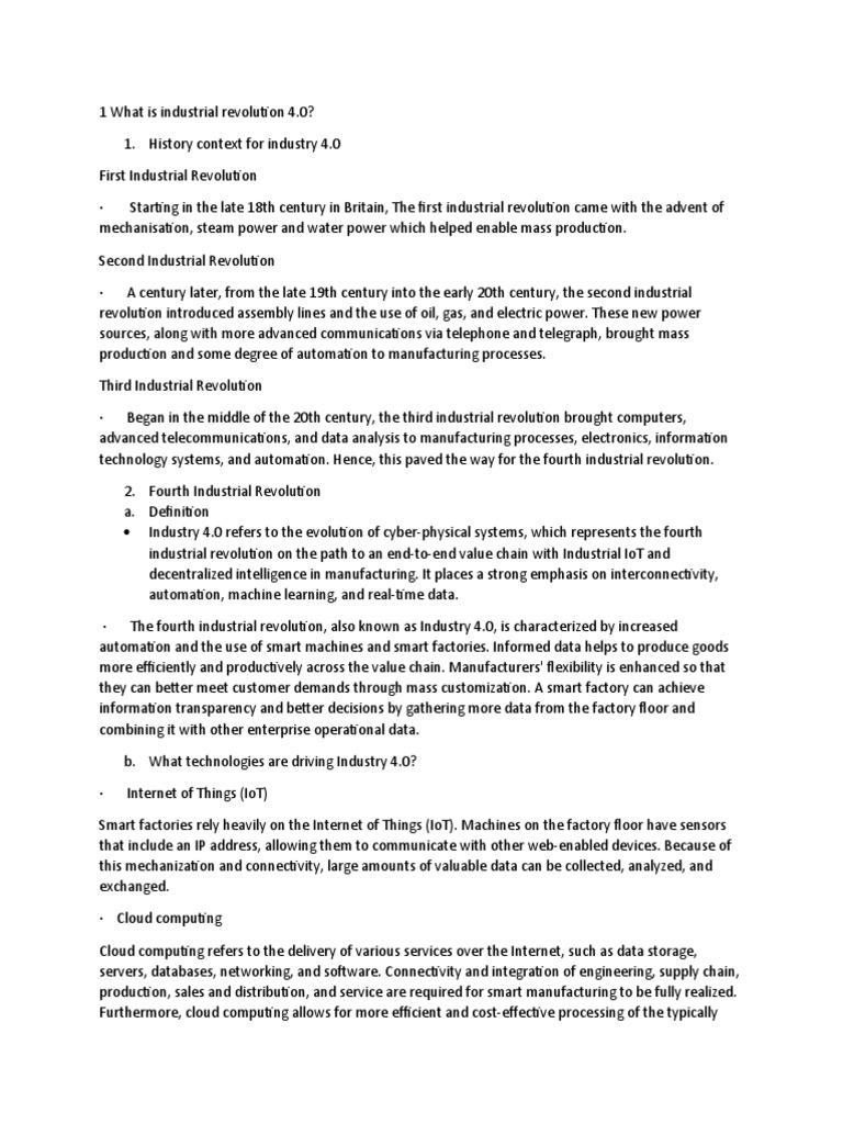 1 What Is Industrial Revolution 4 PDF Artificial Intelligence