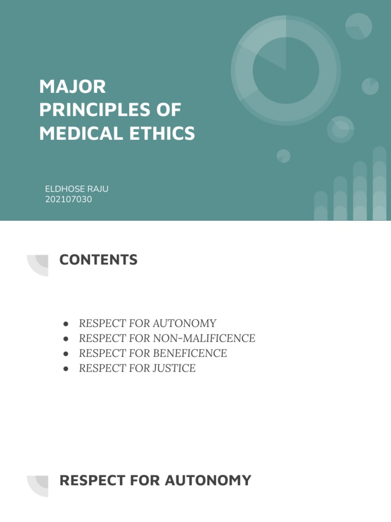 Major Principles of Medical Ethics PDF Medical Ethics Autonomy