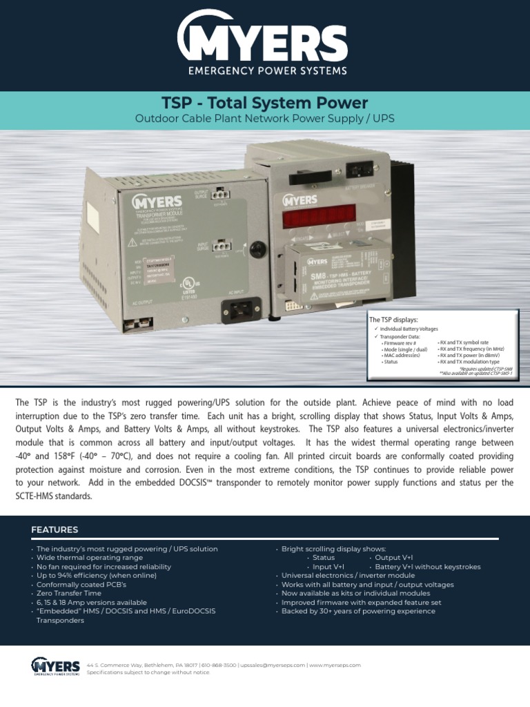Cable TSP Spec Sheet 02242020 | PDF | Mains Electricity | Amplifier