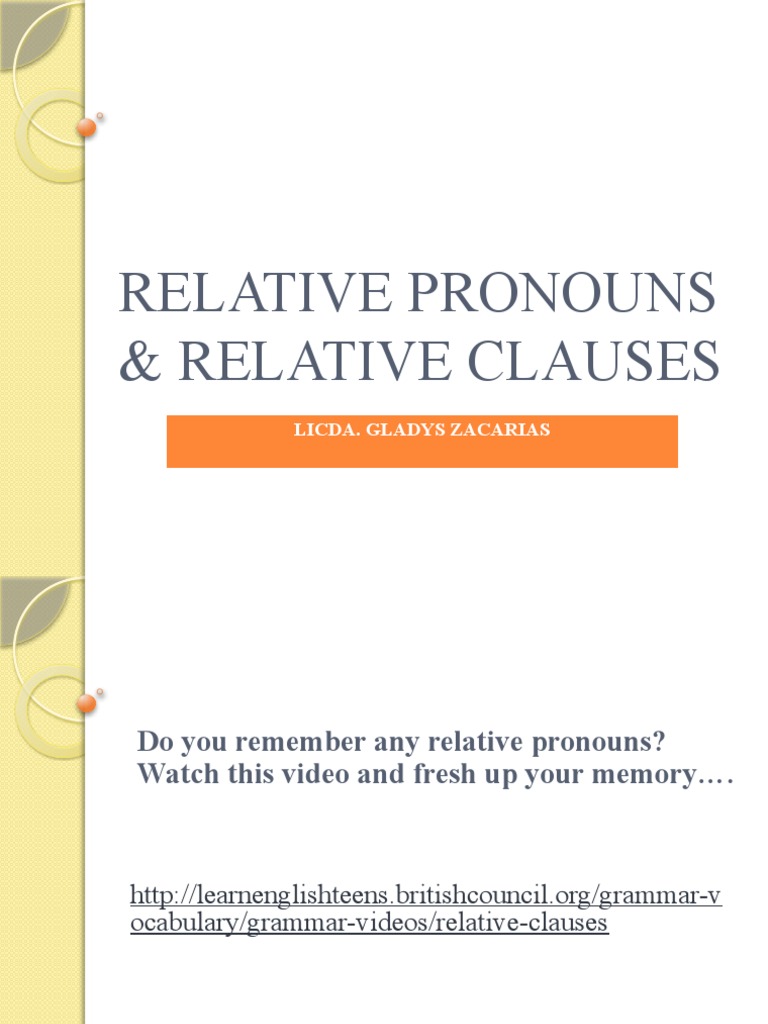Relative Pronouns and Relative Clauses | PDF | Language Mechanics ...
