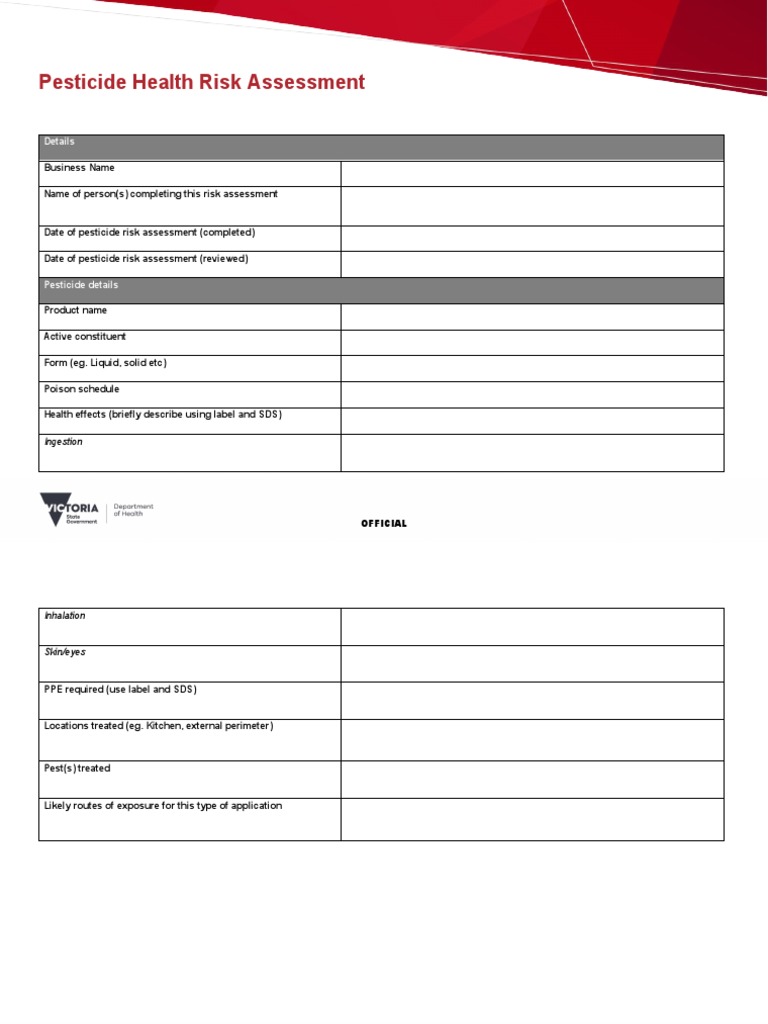 Pesticide Health Risk Assessment Template | PDF | Pesticide | Hazards