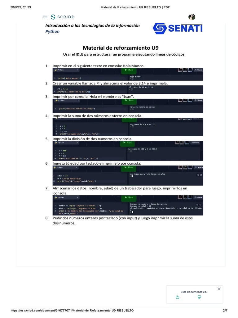 Material de Reforzamiento U9 RESUELTO - PDF | PDF | Informática ...