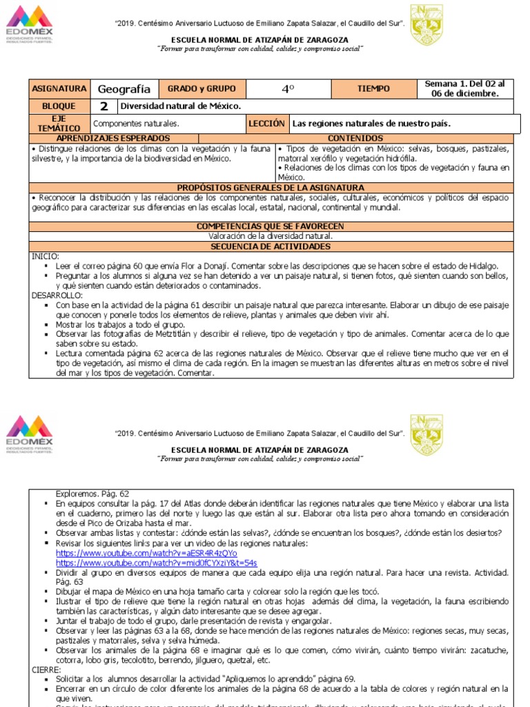 Regiones Naturales de México para Cuarto Grado | PDF | México | Entorno ...
