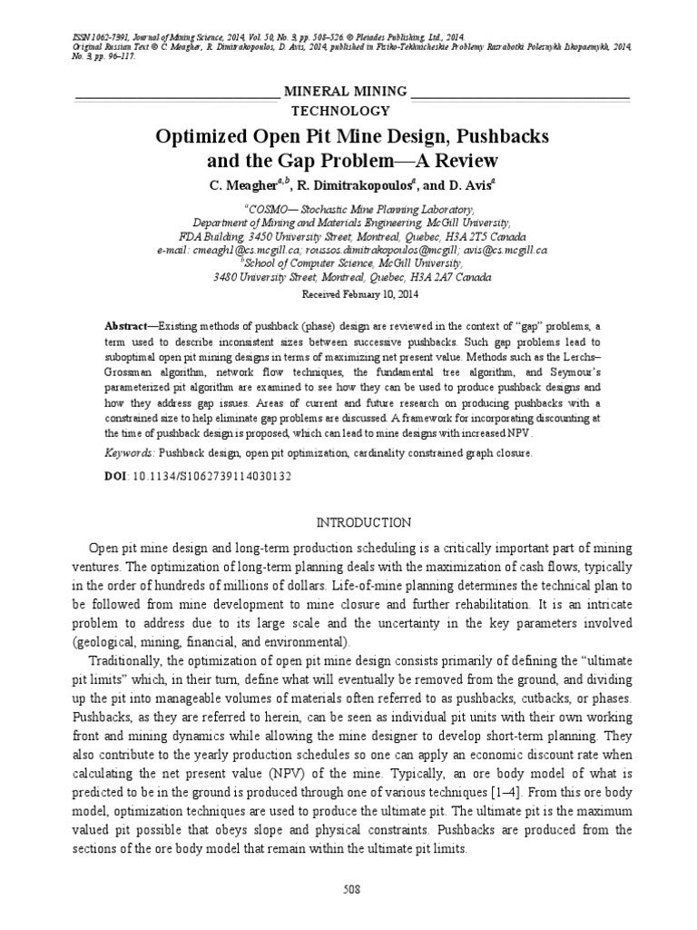 Optimizing Open Pit Mine Pushbacks | PDF | Linear Programming ...