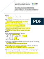 Grade8-Worksheet-Answer Key-Algebraic Expressions and Identities-2022-23