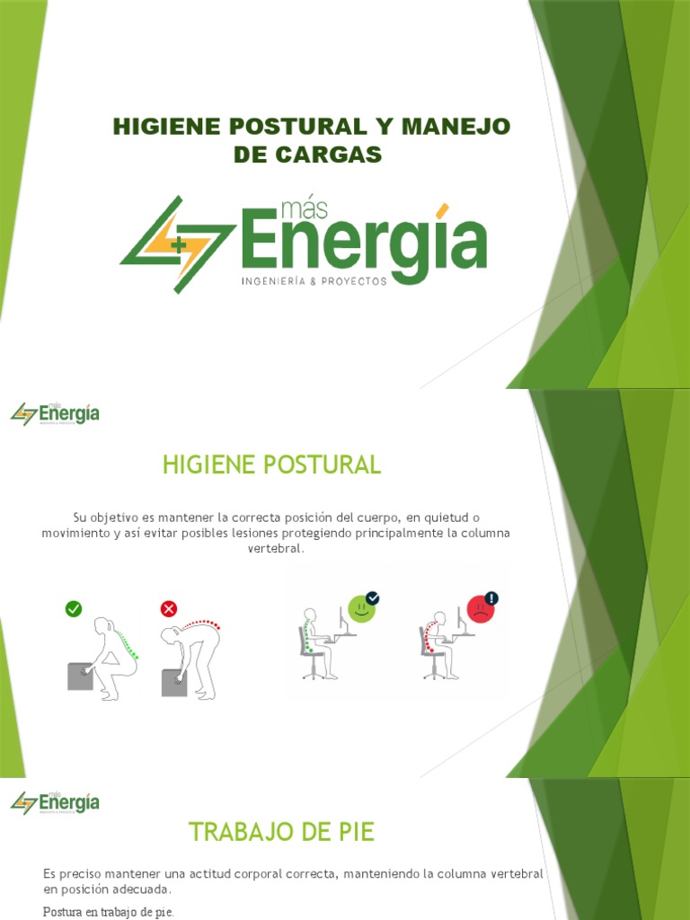 Higiene Postural y Manejo de Cargas | PDF | Dolor lumbar | Enfermedades ...