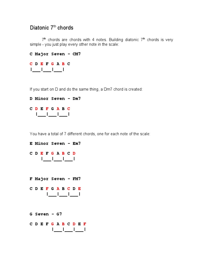Building Diatonic 7th Chords Guide | PDF