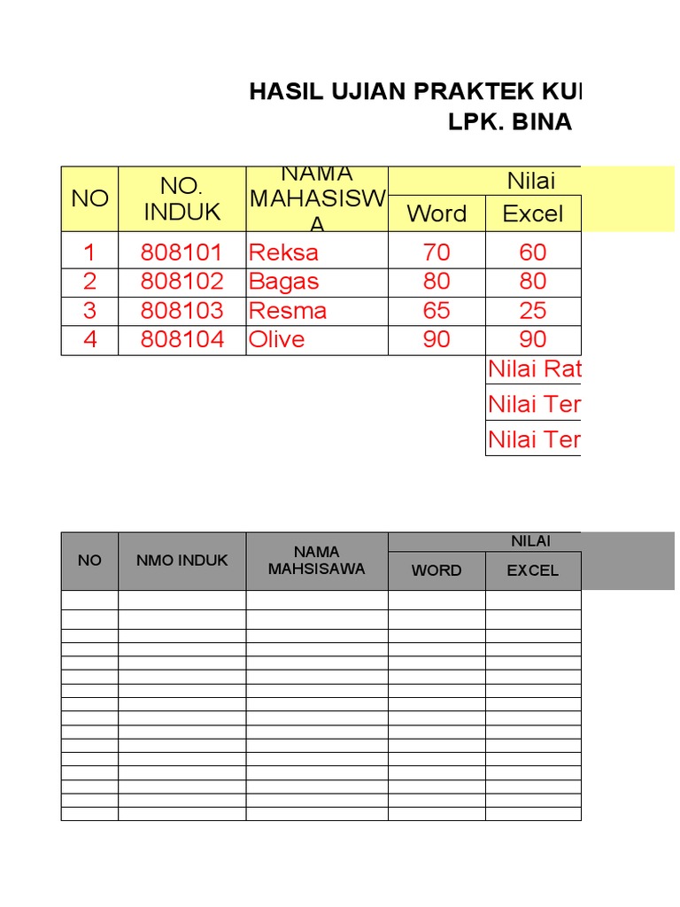 Latihan excel komputer pdf