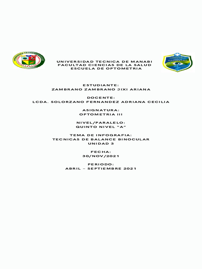 Técnicas de Balance Binocular PDF Ojo humano Radiación