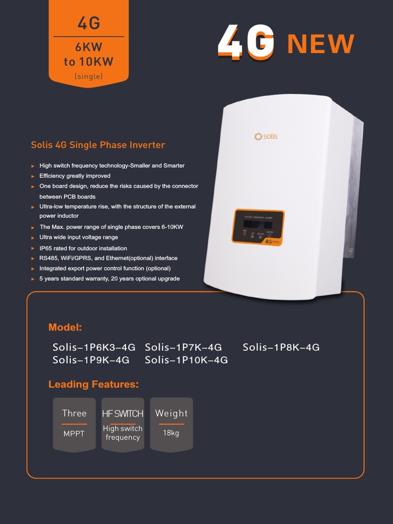 6KW To 10KW: Solis 4G Single Phase Inverter | PDF | Power Supply ...