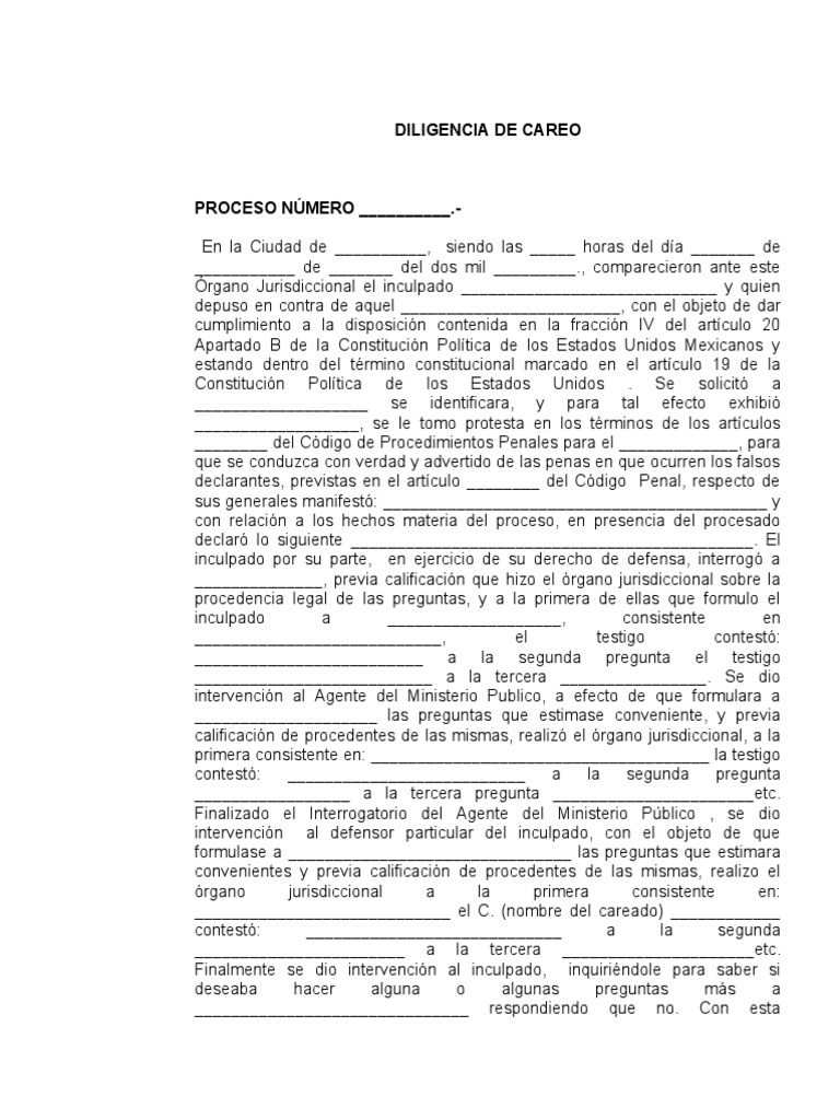 Diligencia de Careo | PDF | Principios éticos | Ley Pública