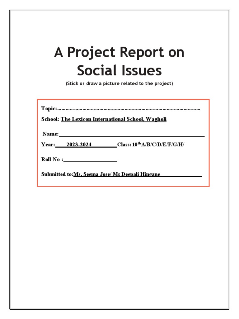 Social Issues - CBSE Project Report Social Science Class 10 | PDF