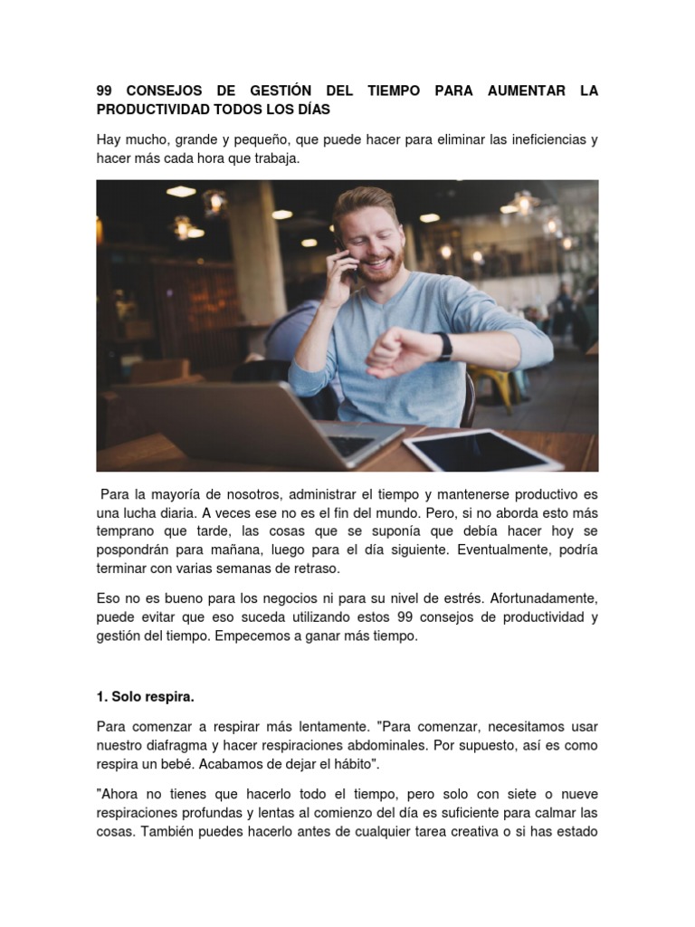 Consejos para Aumentar la Productividad | PDF | Gestión del tiempo ...