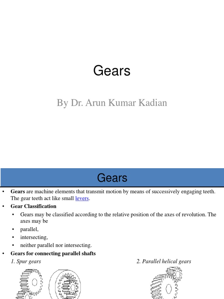 Gear pdf gear rotation around a fixed axis