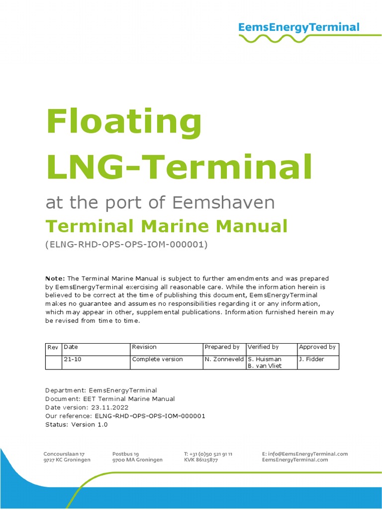 Eemshaven LNG Terminal Marine Manual | PDF | Liquefied Natural Gas | Ships