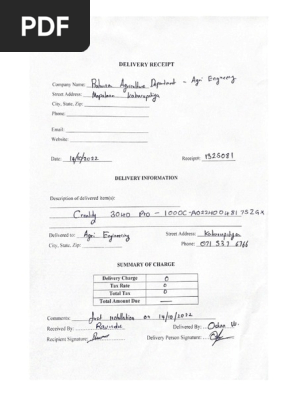 DELIVERY RECEIPT