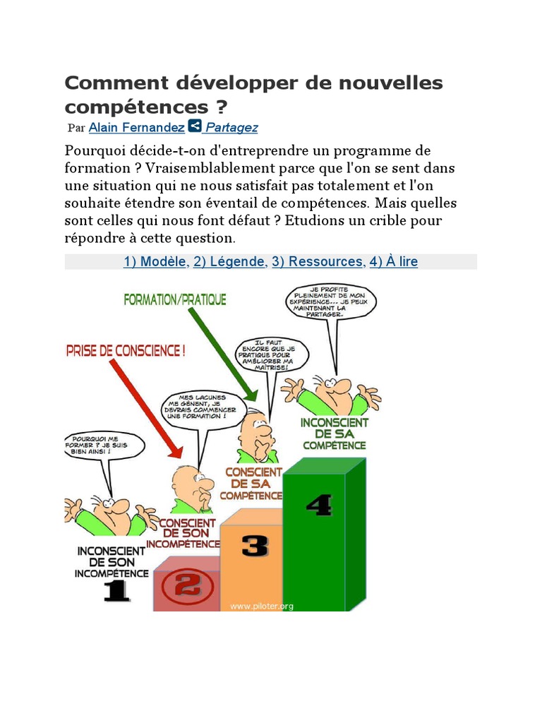 Les 4 étapes de la compétence | PDF | Conscience