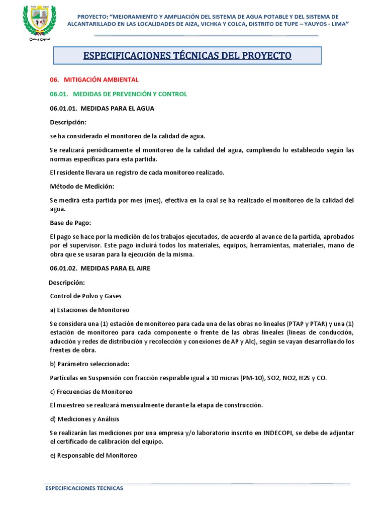 Monitoreo Ambiental en Proyecto de Agua | PDF | Residuos | Alcantarillado