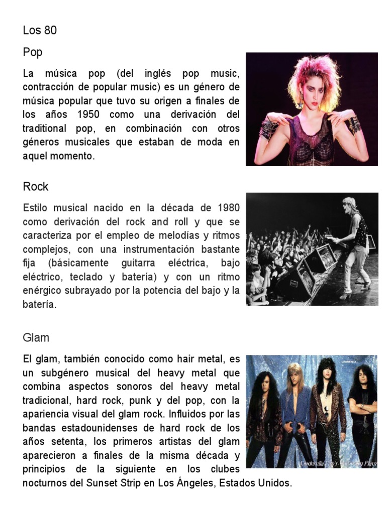 Genero de Musica 80, 90 y Actual | PDF | La música rock | Música heavy ...