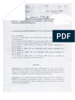 Arrêté N° 0069 Du 08 Mars 2005 (Catégories Dopérations Soumises À Une Etude Dimpact Environnementale)