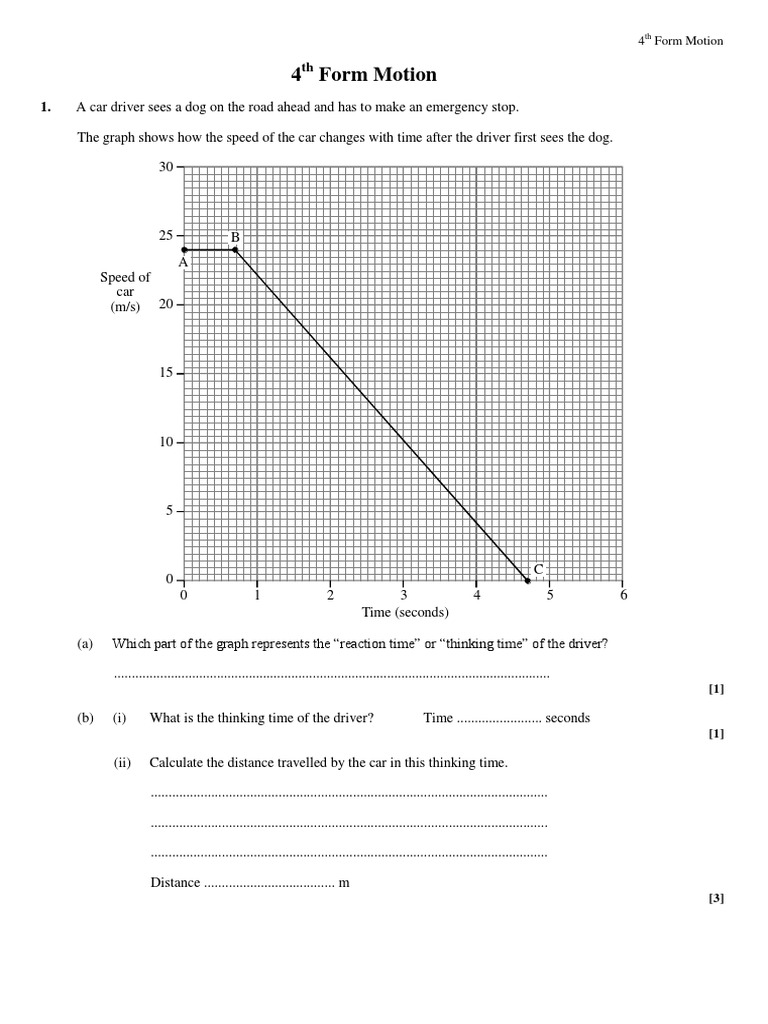4 - Questions On Motion | PDF | Speed | Force