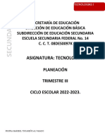 Secundaria Asignatura - Tecnología I Trimestre Iii Ciclo Escolar