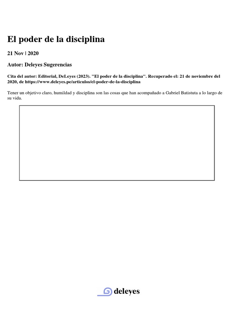El Poder de La Disciplina | PDF